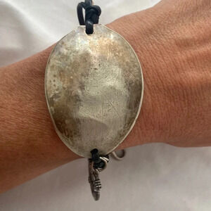 Brush silver bracelet with anchor